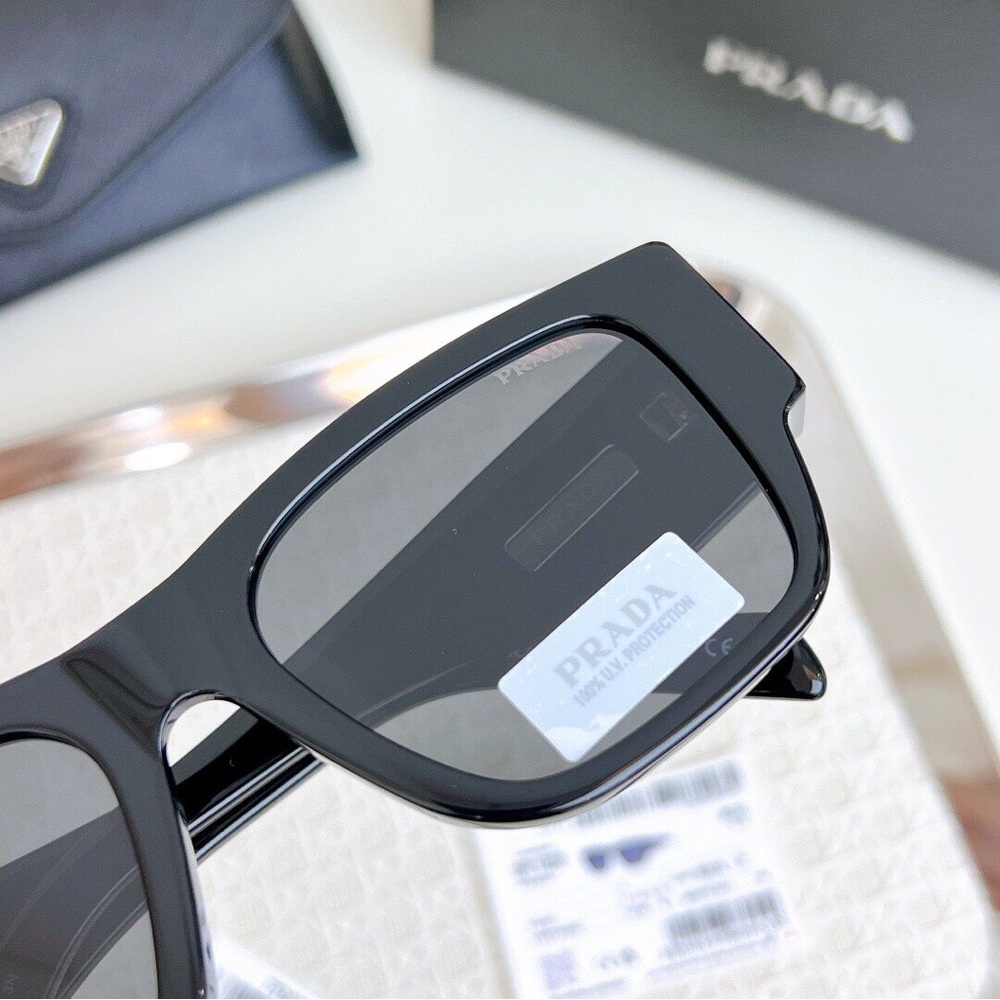 Prada Black Glossy Rectangular Sunglasses - image 6
